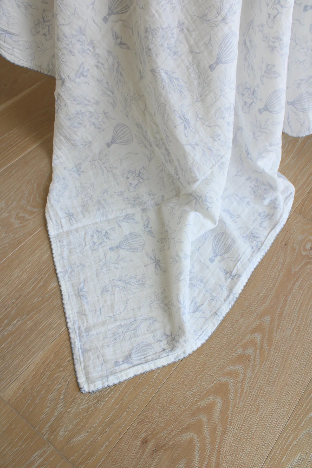 Sky Blue Toile Muslin Swaddle