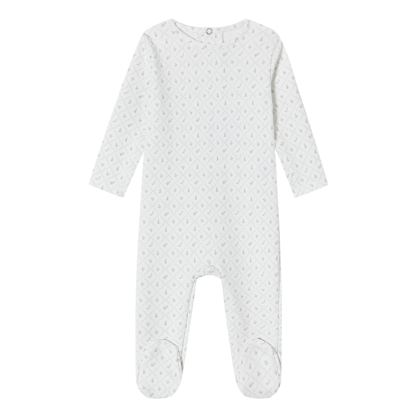 White Geometrical Printed Footie - Boys