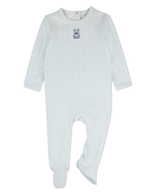 Snuggly Bear Chevron Footie - Blue
