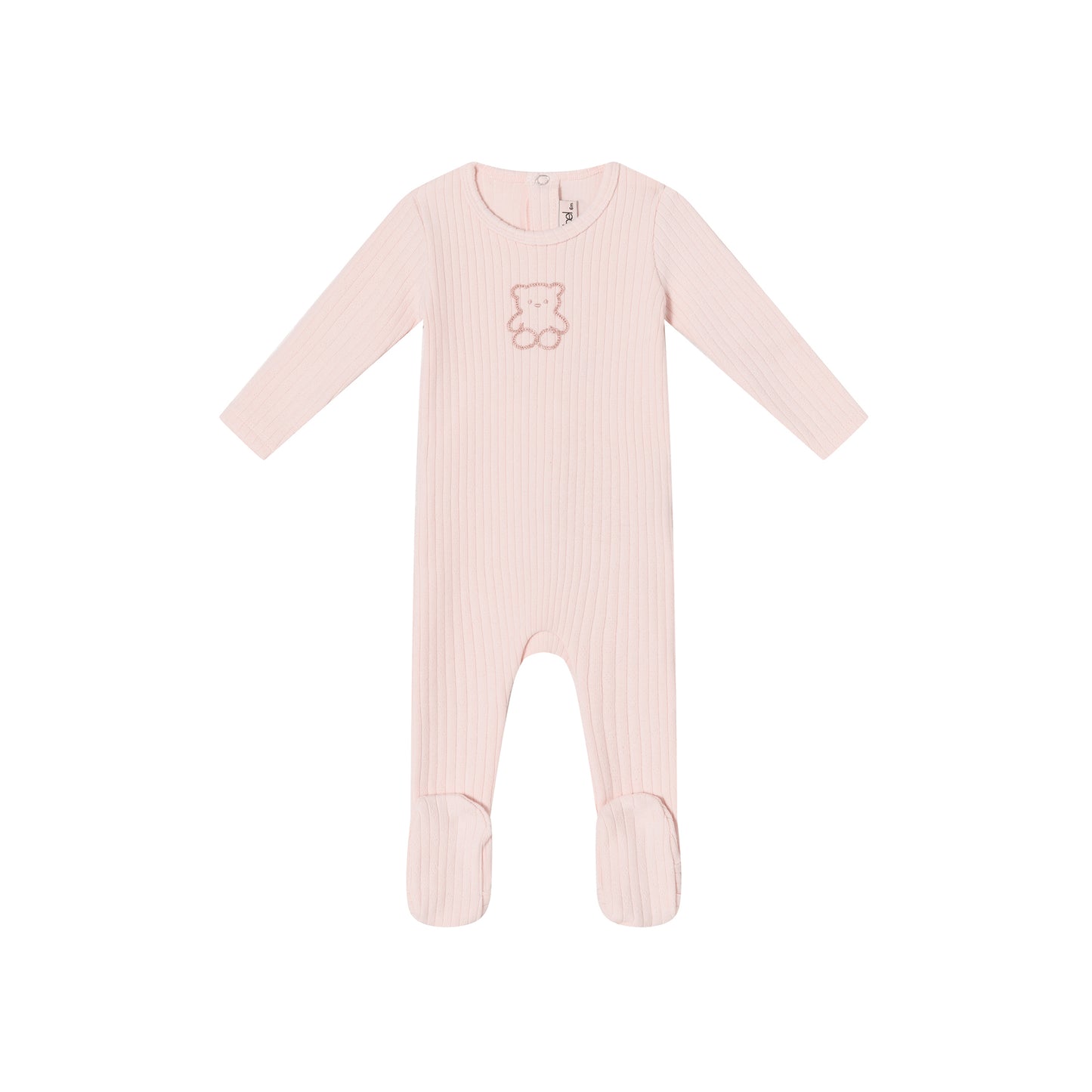 Pointelle Bear Footie - Pink