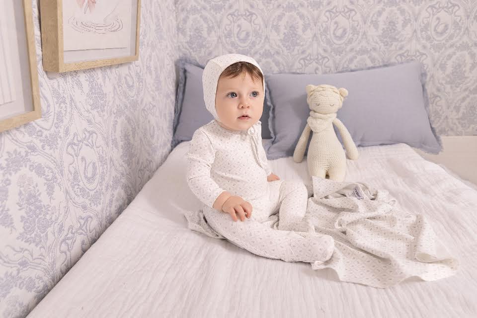 White Geometrical Printed Footie - Boys
