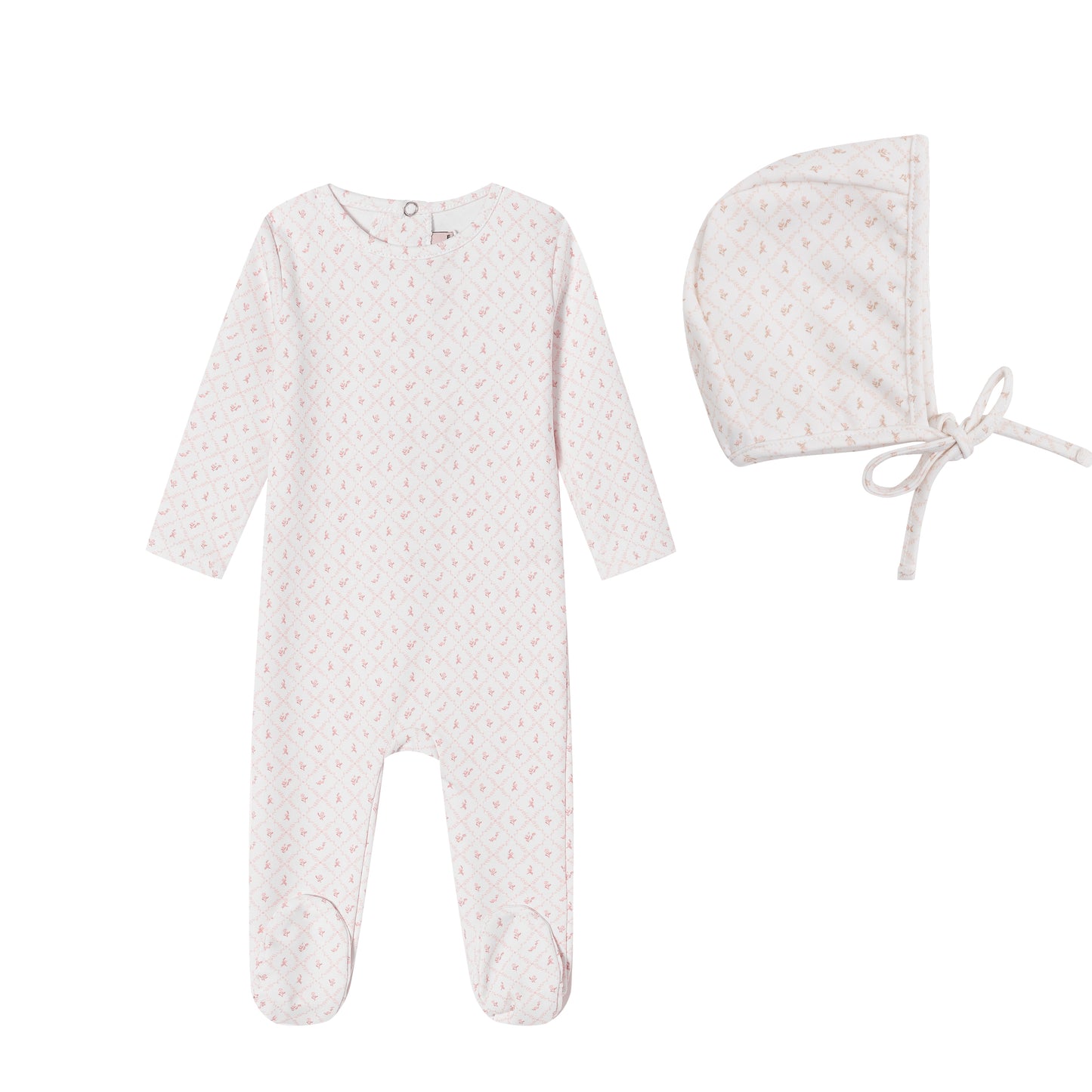 White Geometrical Printed Footie - Girls