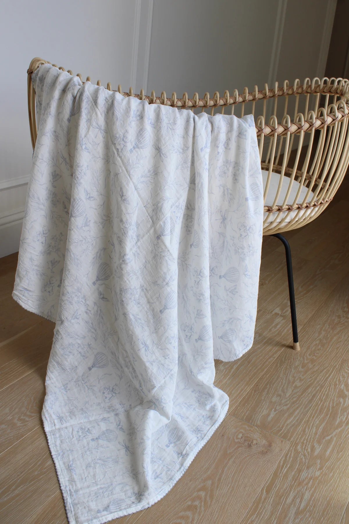 Sky Blue Toile Muslin Swaddle