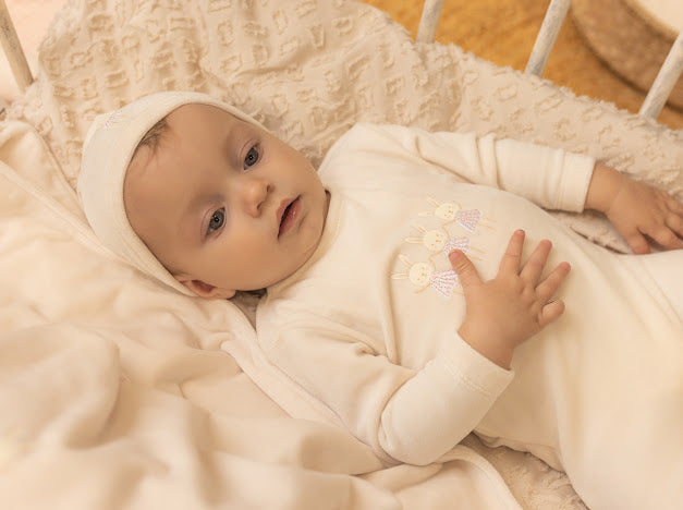 Bunny Velour 3pc Layette Set - Pink