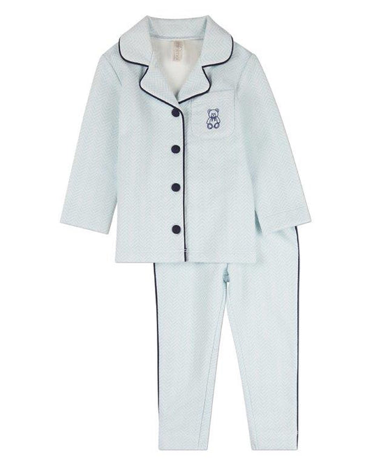 Snuggly Bear Chevron 2 Pc Set - Blue