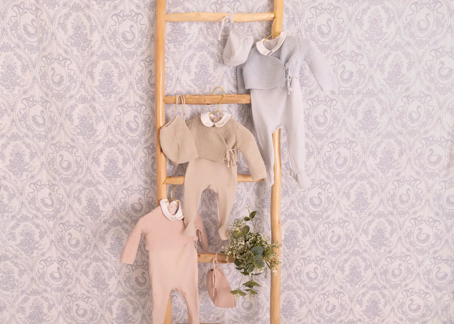 Pink Metallic Embroidered Collar Footie & Hat