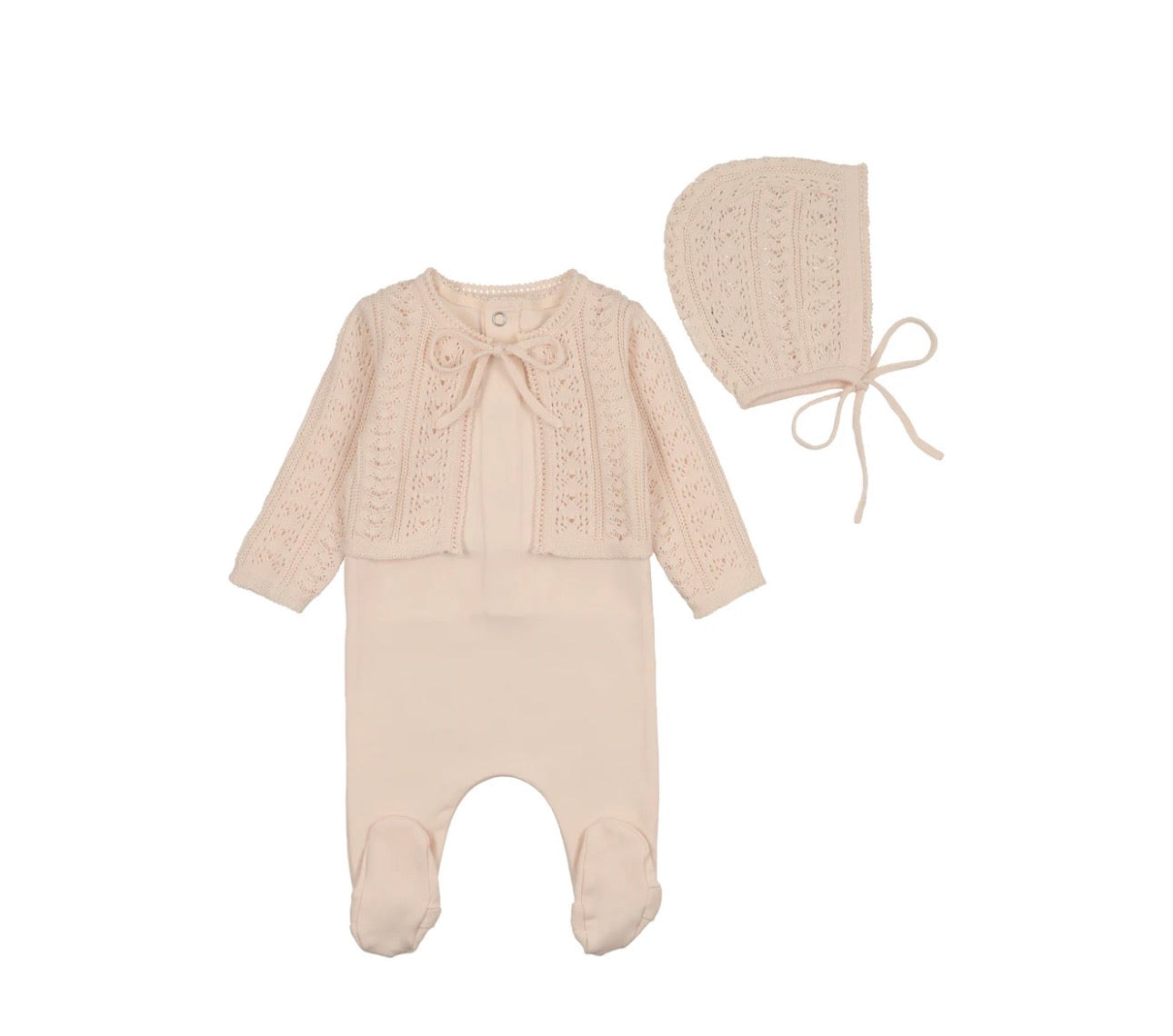 Girls Intricate Knit Cardigan Footie