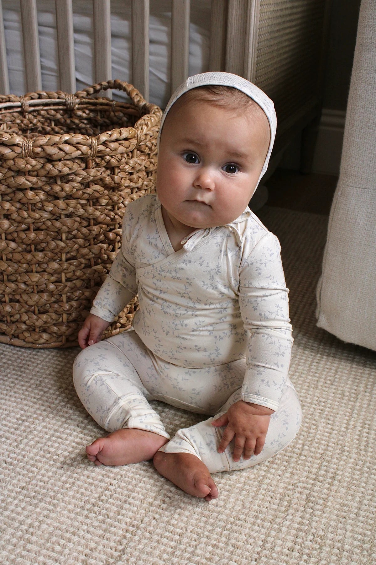 Soft Blue Bamboo Wrap Footie