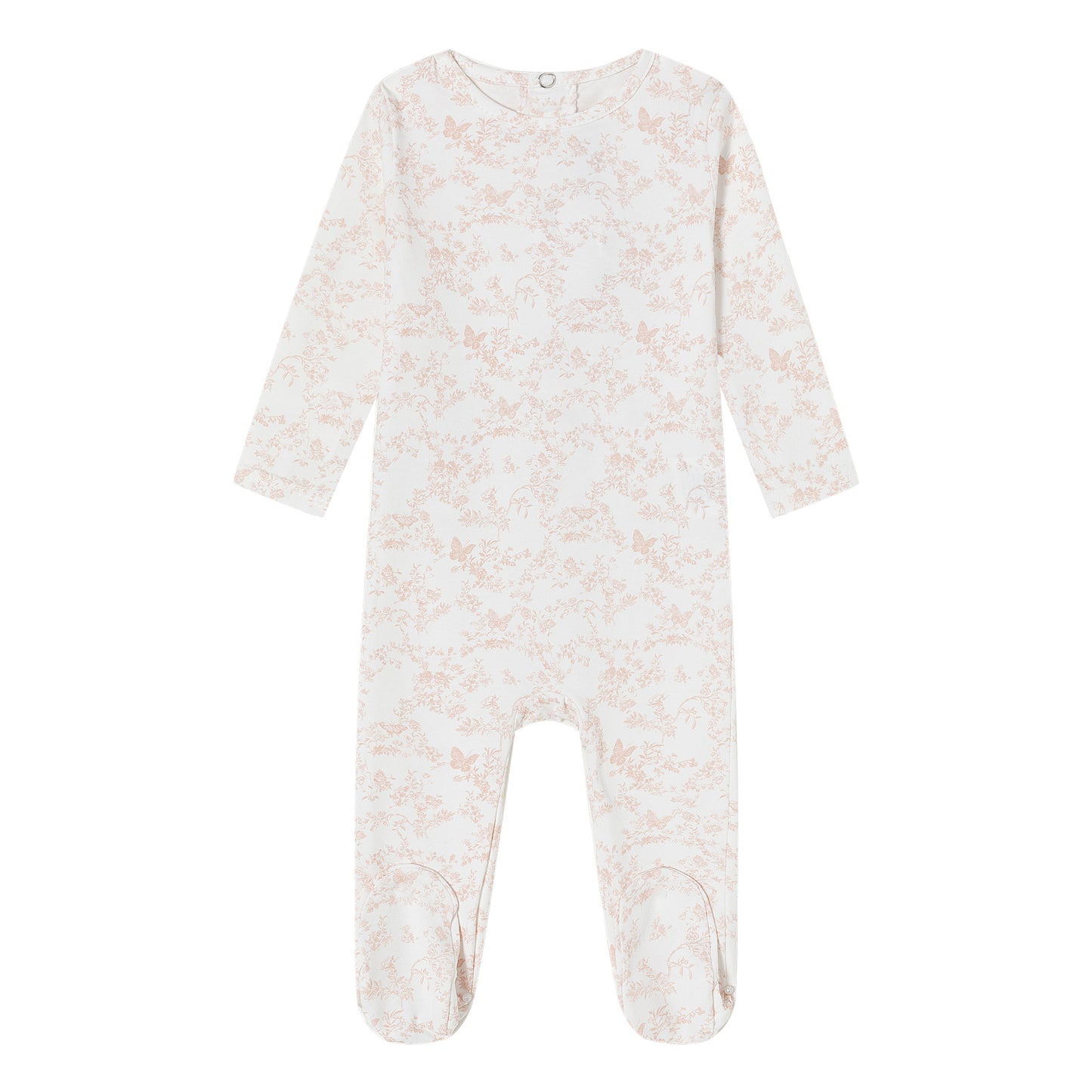 Pink Toile Butterfly Footie