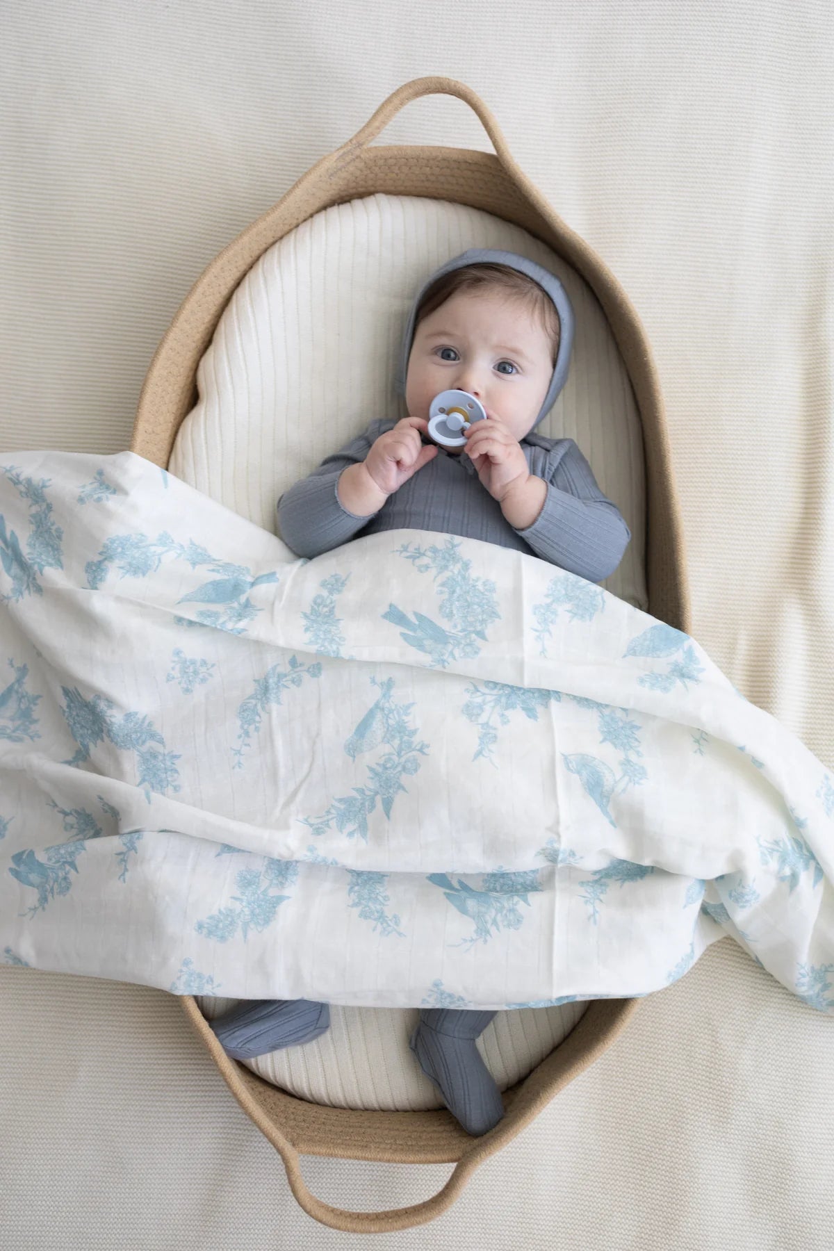 Little Blue Bird Muslin Swaddle