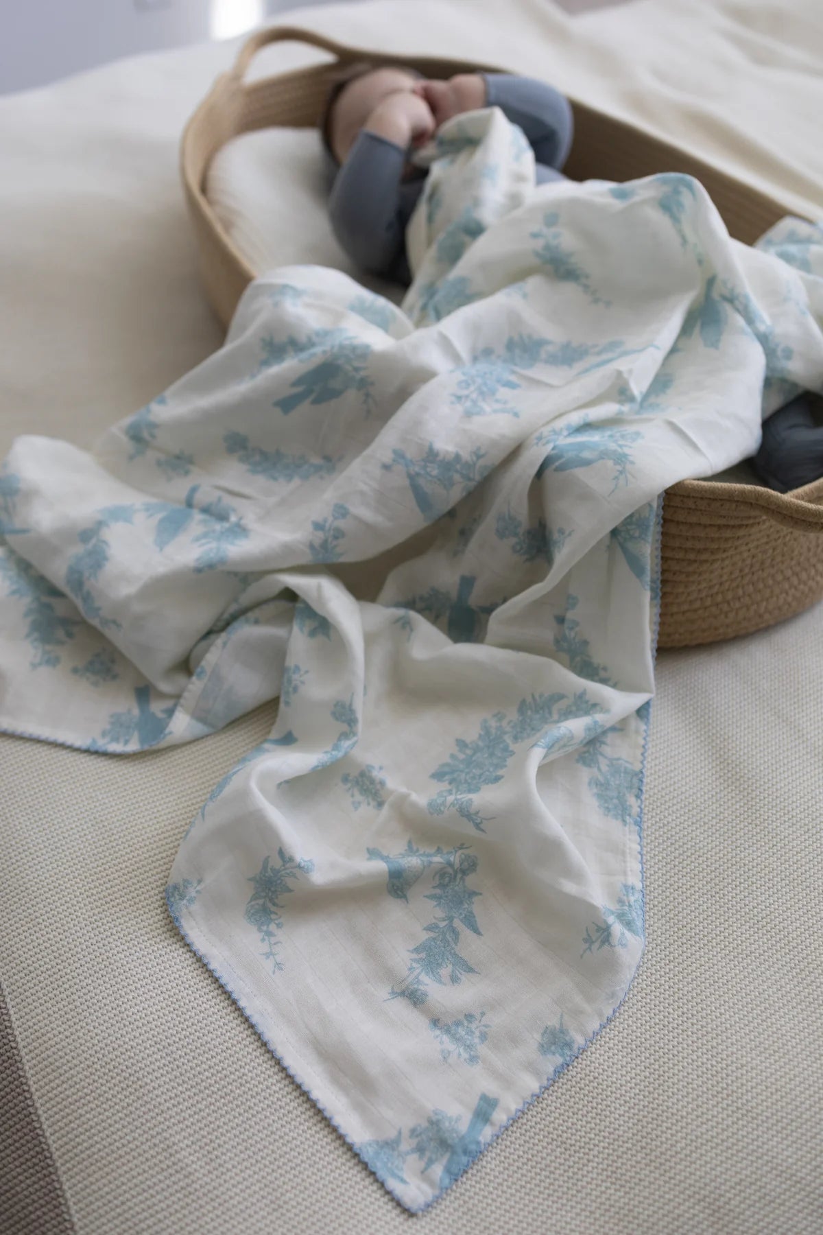 Little Blue Bird Muslin Swaddle