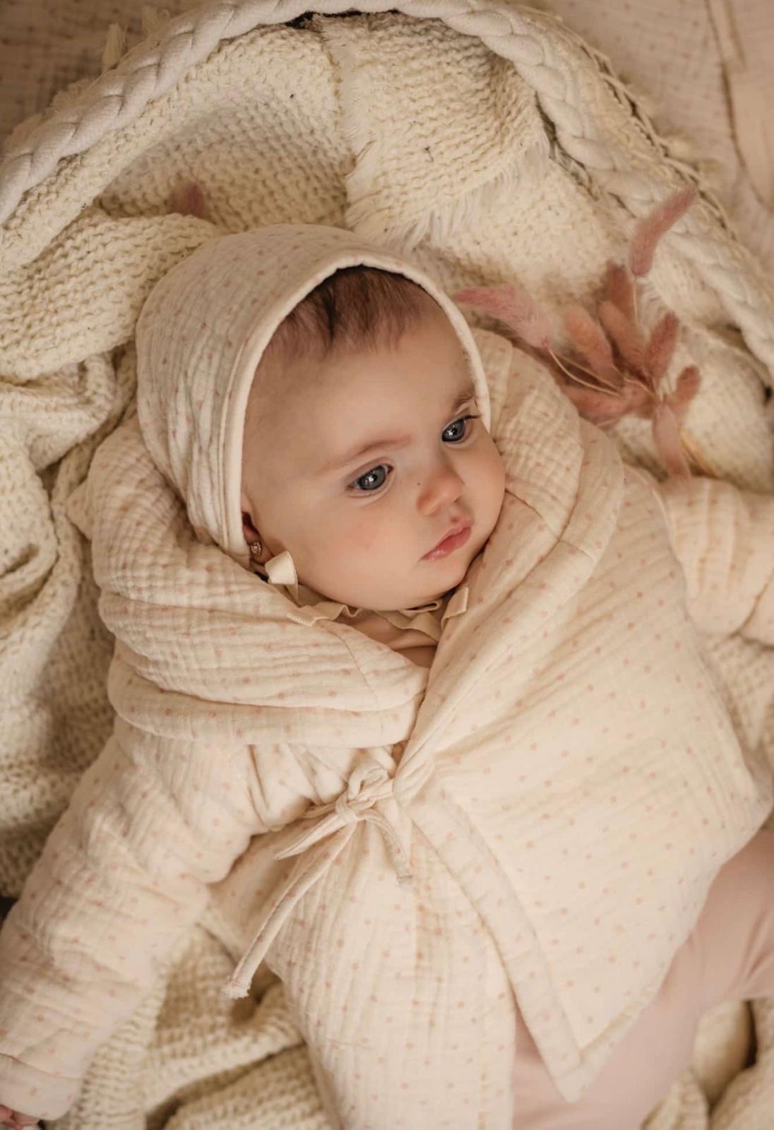 Pink Printed Girls Muslin Sweater