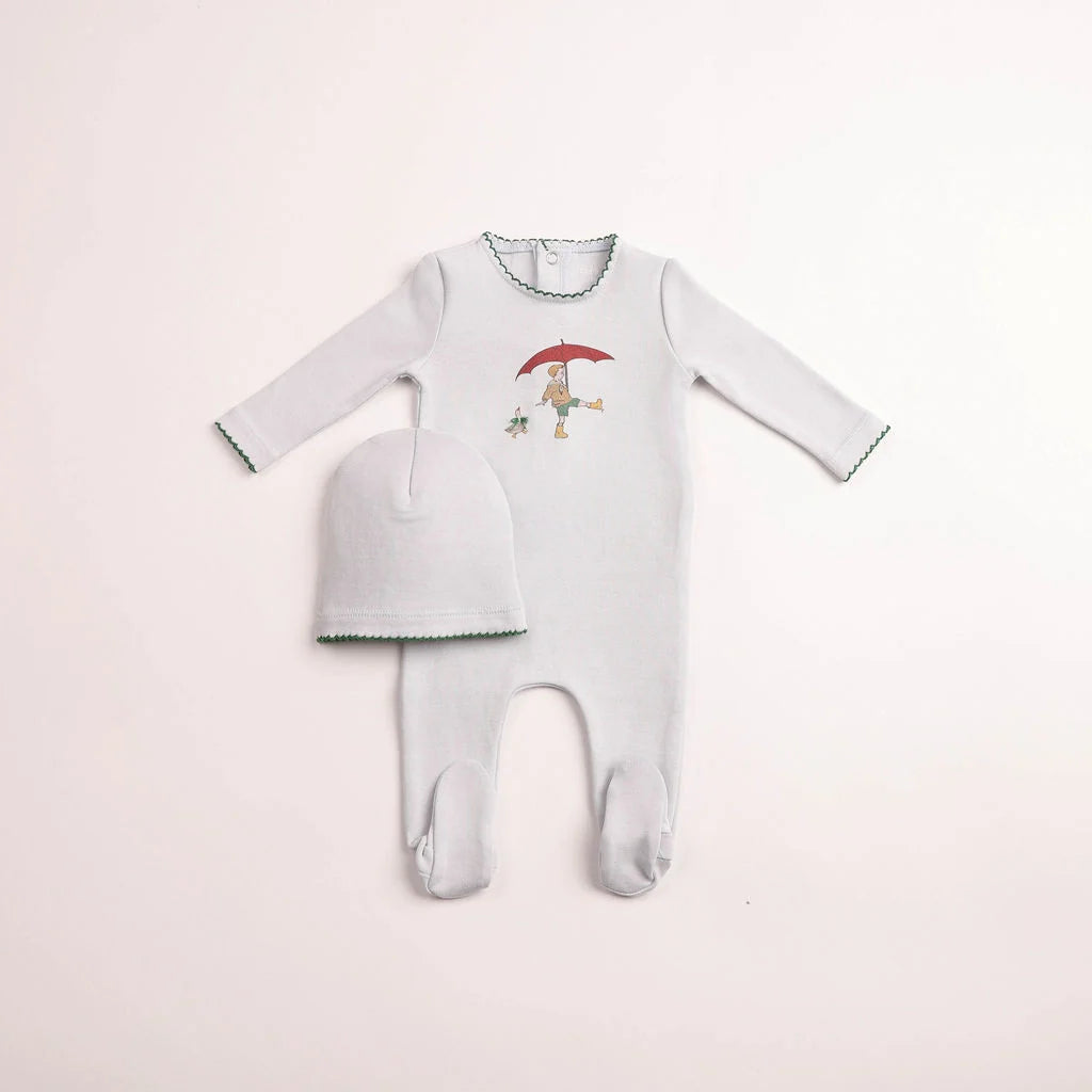 Kids In Sketch Footie & Beanie - Blue Crisp