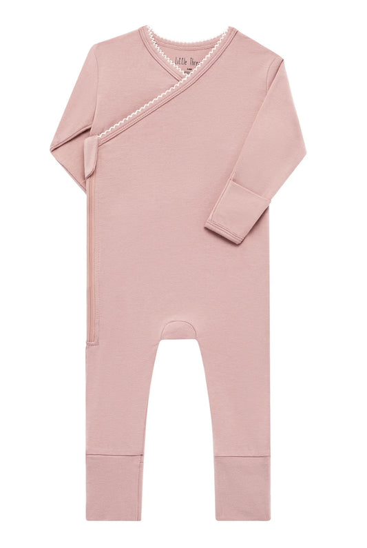 SOLID MAUVE SCALLOPED BAMBOO WRAP FOOTIE