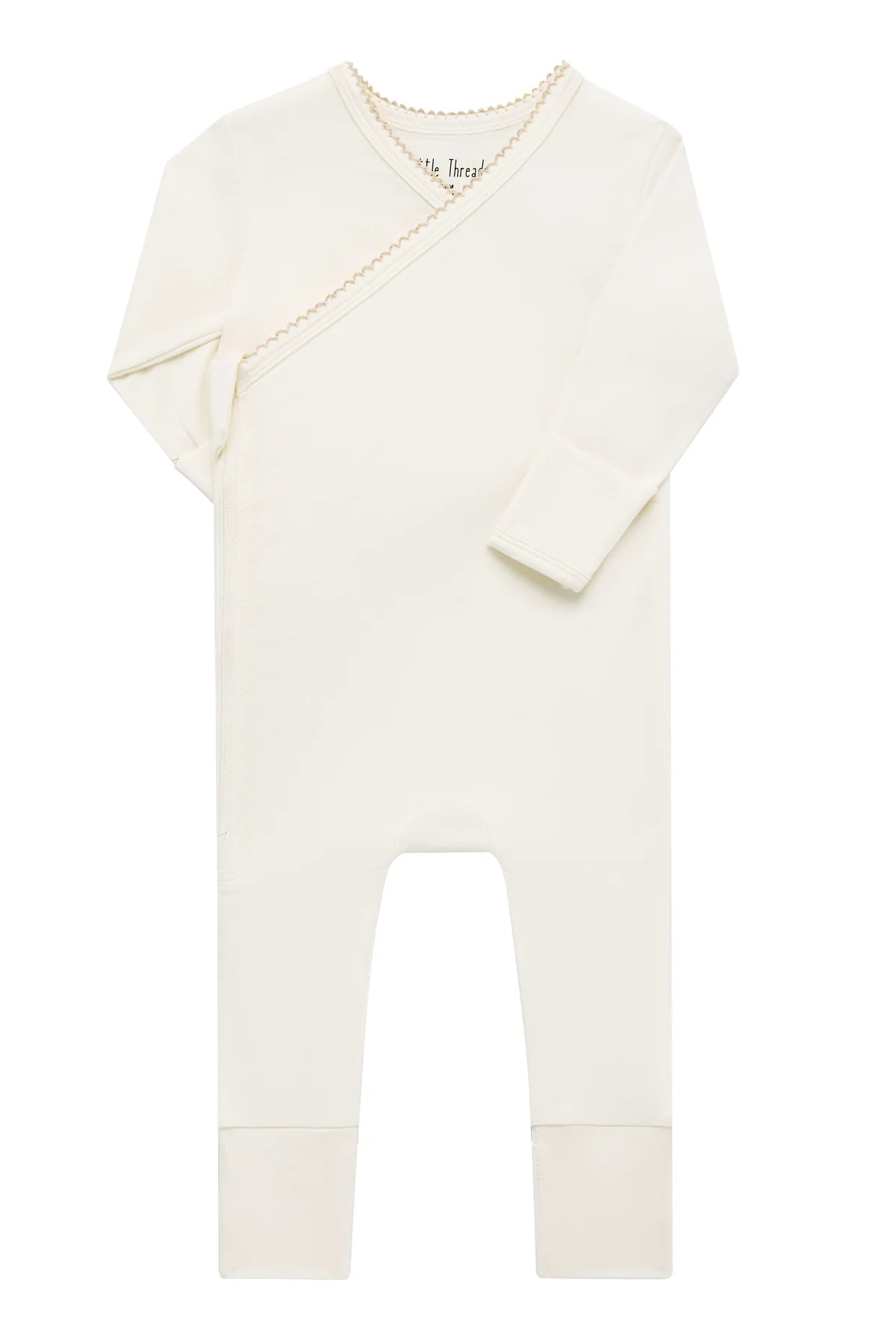 Solid Cream Scalloped Bamboo Wrap Footie