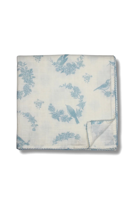 Little Blue Bird Muslin Swaddle