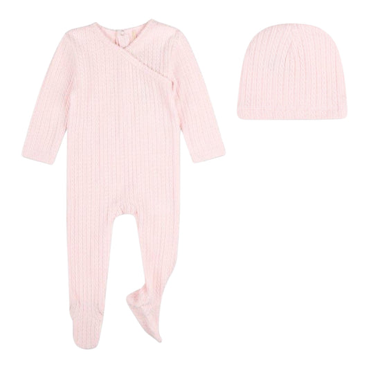 Delicate Link Patterned Footie - Pink