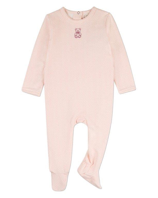 Snuggly Bear Chevron Footie - Pink
