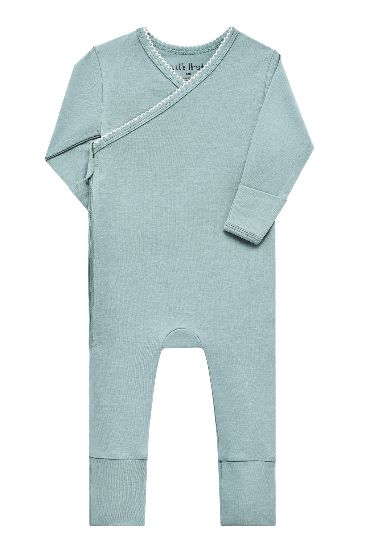 SOLID SLATE BLUE SCALLOPED BAMBOO WRAP FOOTIE