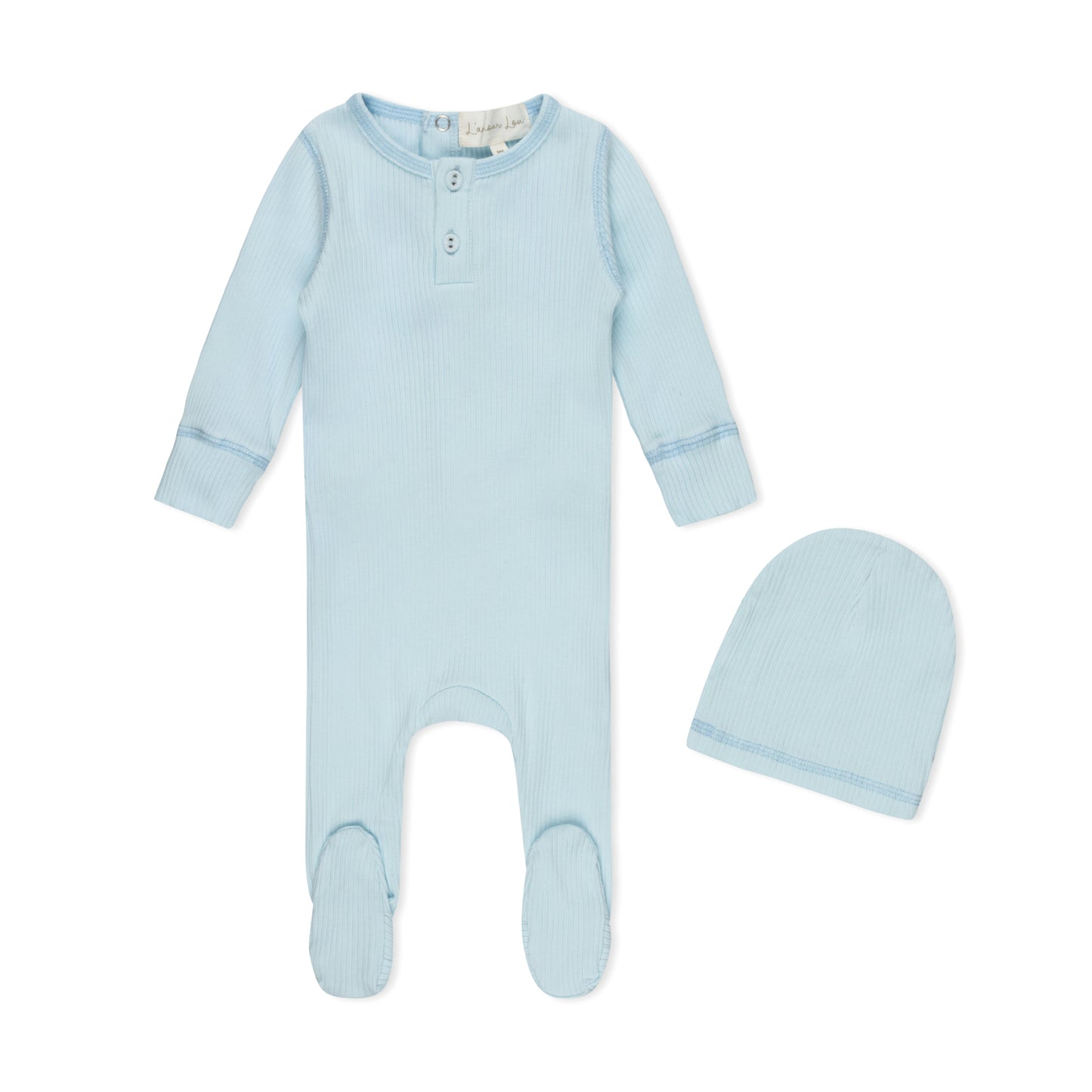 Blue Ribbed Henley Footie