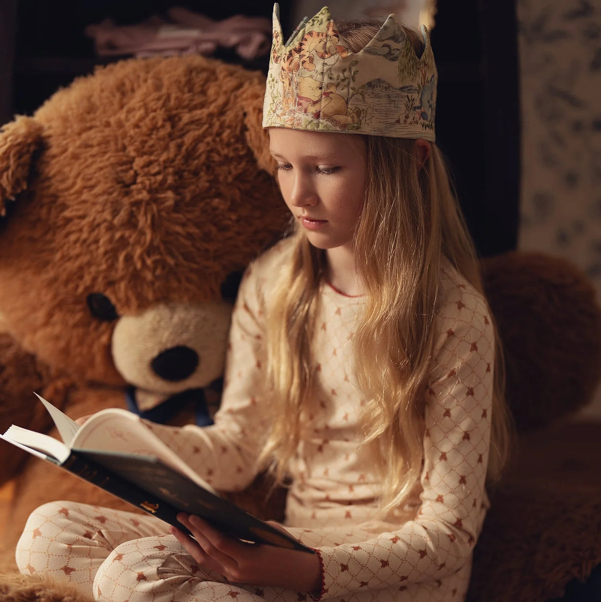 Bear Grid Print PJ - Girls