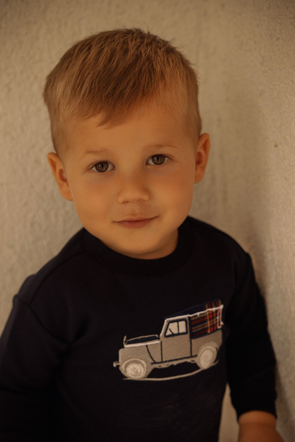 Bamboo Navy Truck Embroidered Sweatshirt Set