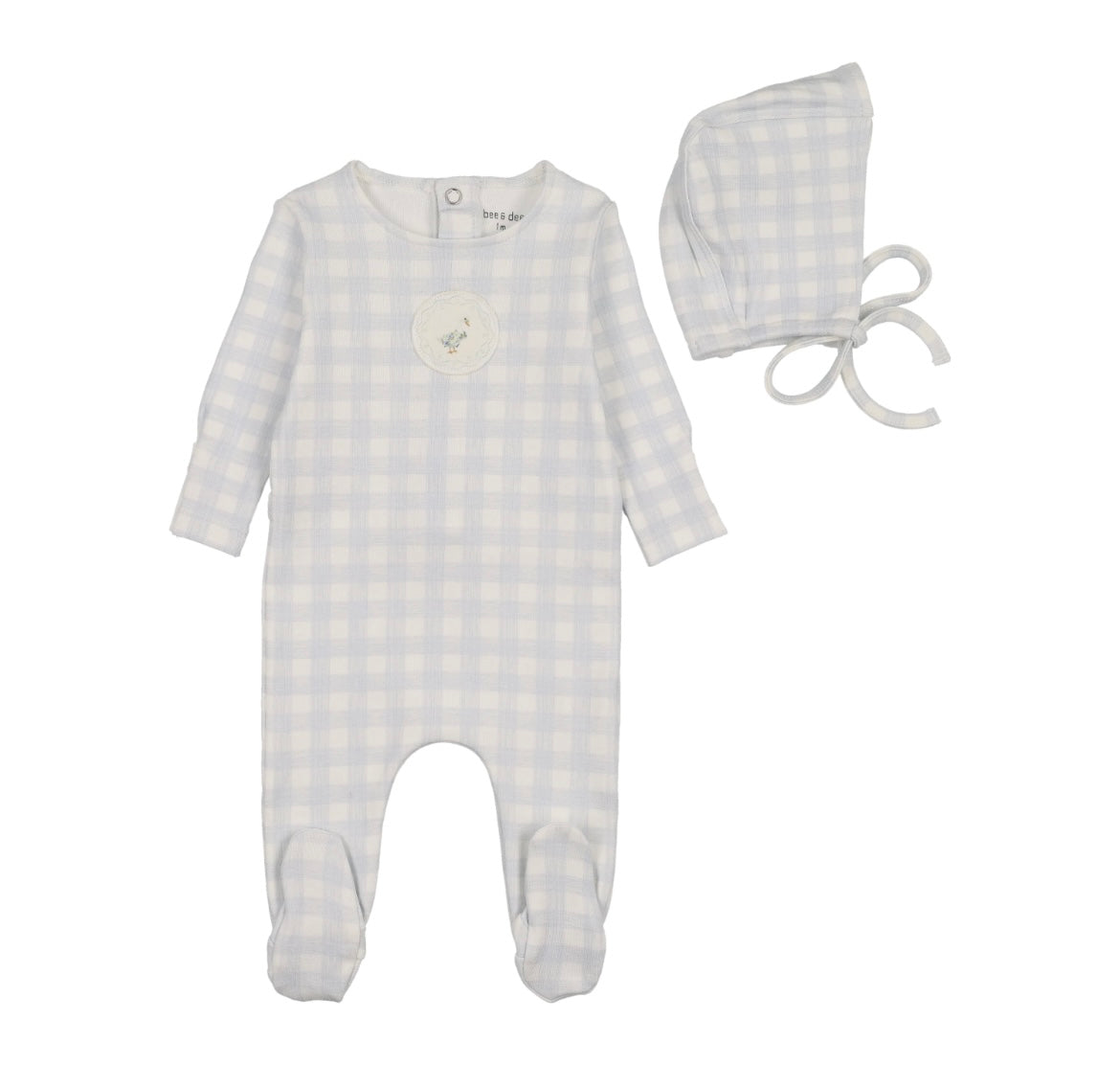 Goose on Plaid Footie & Bonnet