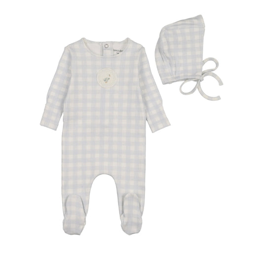 Goose on Plaid Footie & Bonnet