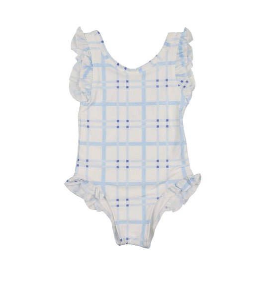 Blue Grid Bathing Suit