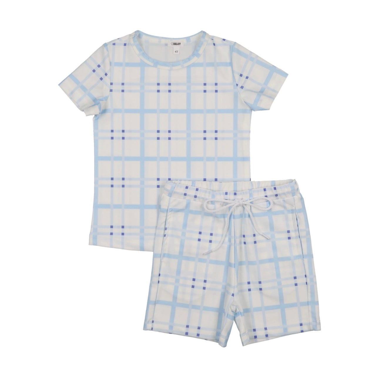 Blue Grid Swim Short Set