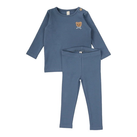 Lilette Bear Applique Lounge Set - Slate