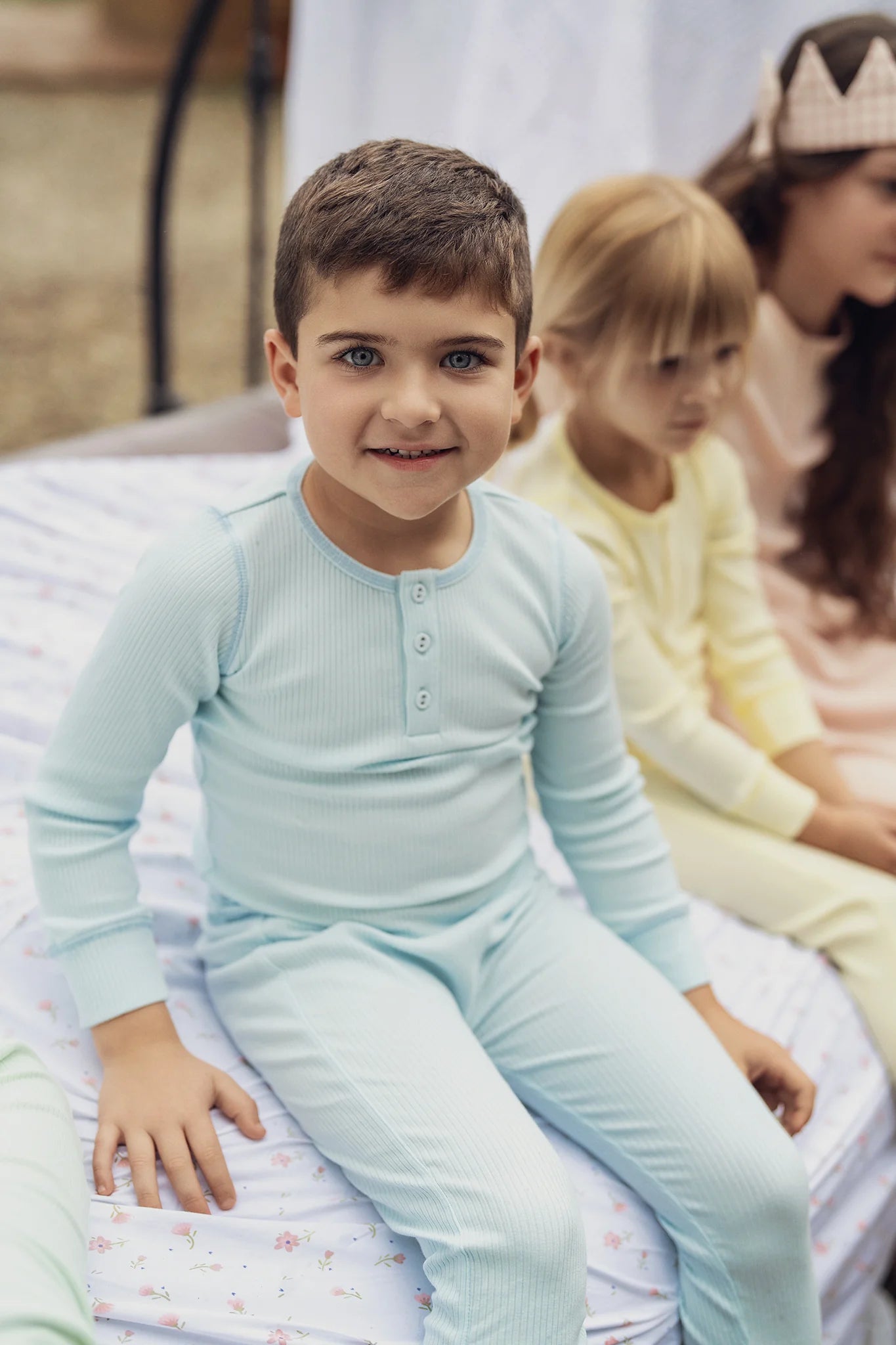 Blue Ribbed Henley PJ