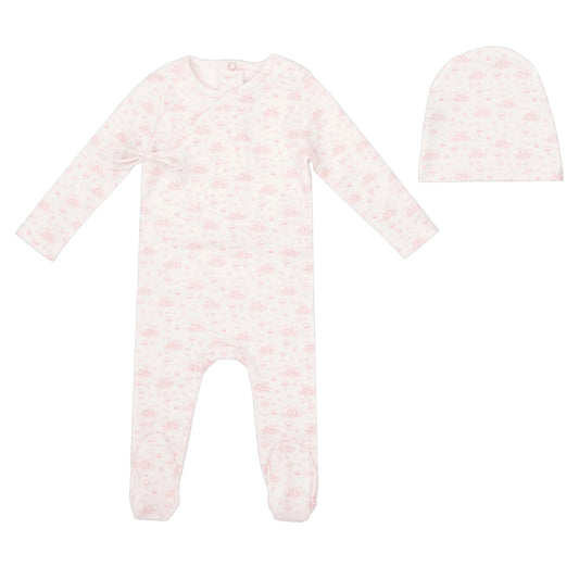 Farmhouse Print Footie - Pink
