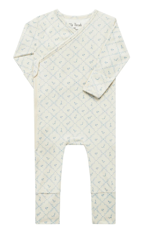 BLUE LATTICE BAMBOO WRAP FOOTIE