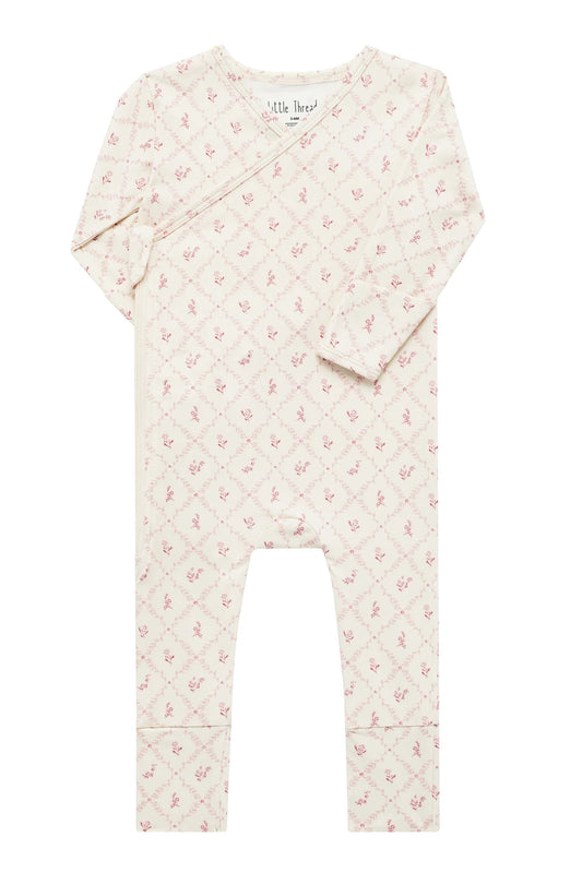 MAUVE LATTICE BAMBOO WRAP FOOTIE