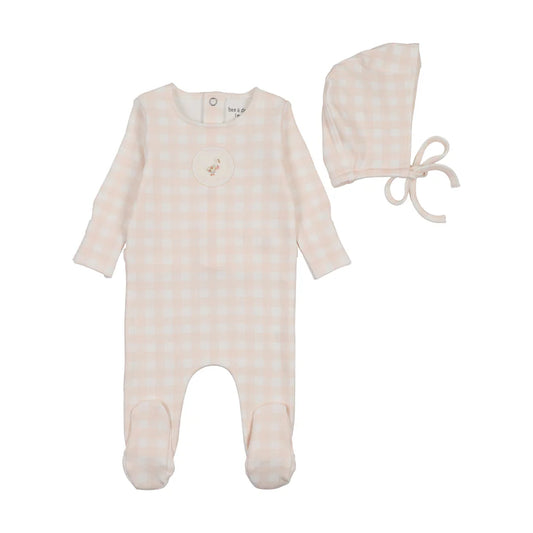 Goose on Plaid Footie & Bonnet