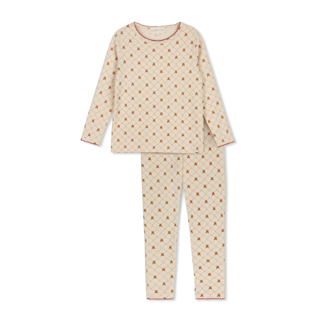 Bear Grid Print PJ - Girls