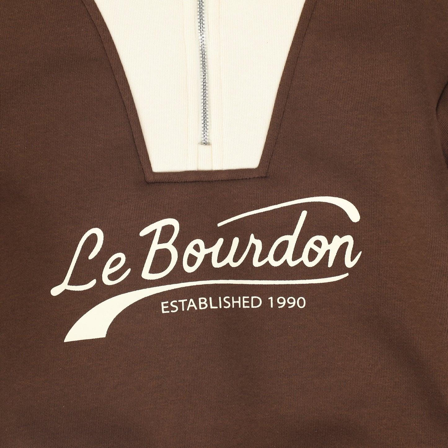 Le Bourdon Brown Half Zip Colorblock Sweatshirt Set