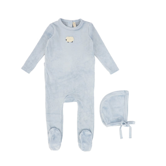 Bebe Jolee Blue Velour Graphic Footie