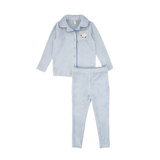 Bebe Jolee Blue Embroidered Pocket Trim Pajamas