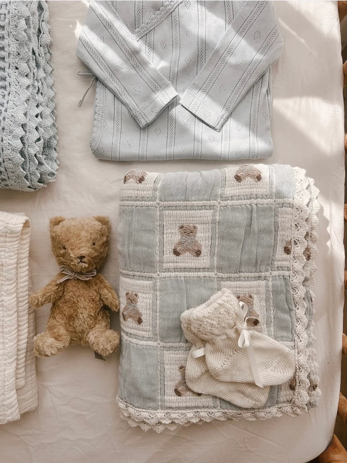 Teddy Bear Blanket - Blue