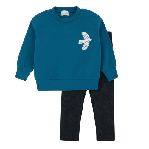 Bold Print Teal Blue 2 Pc