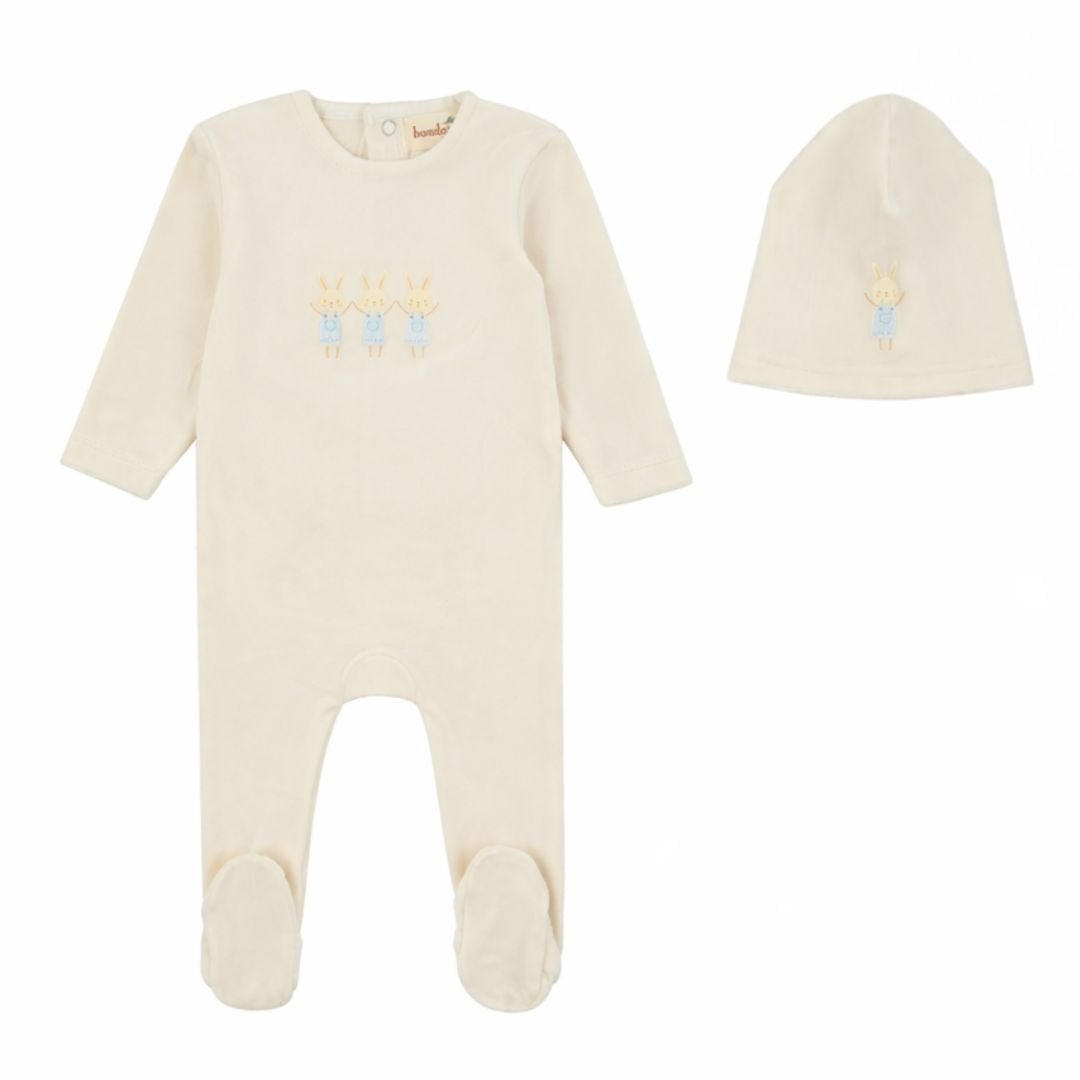 Bunny Velour Footie