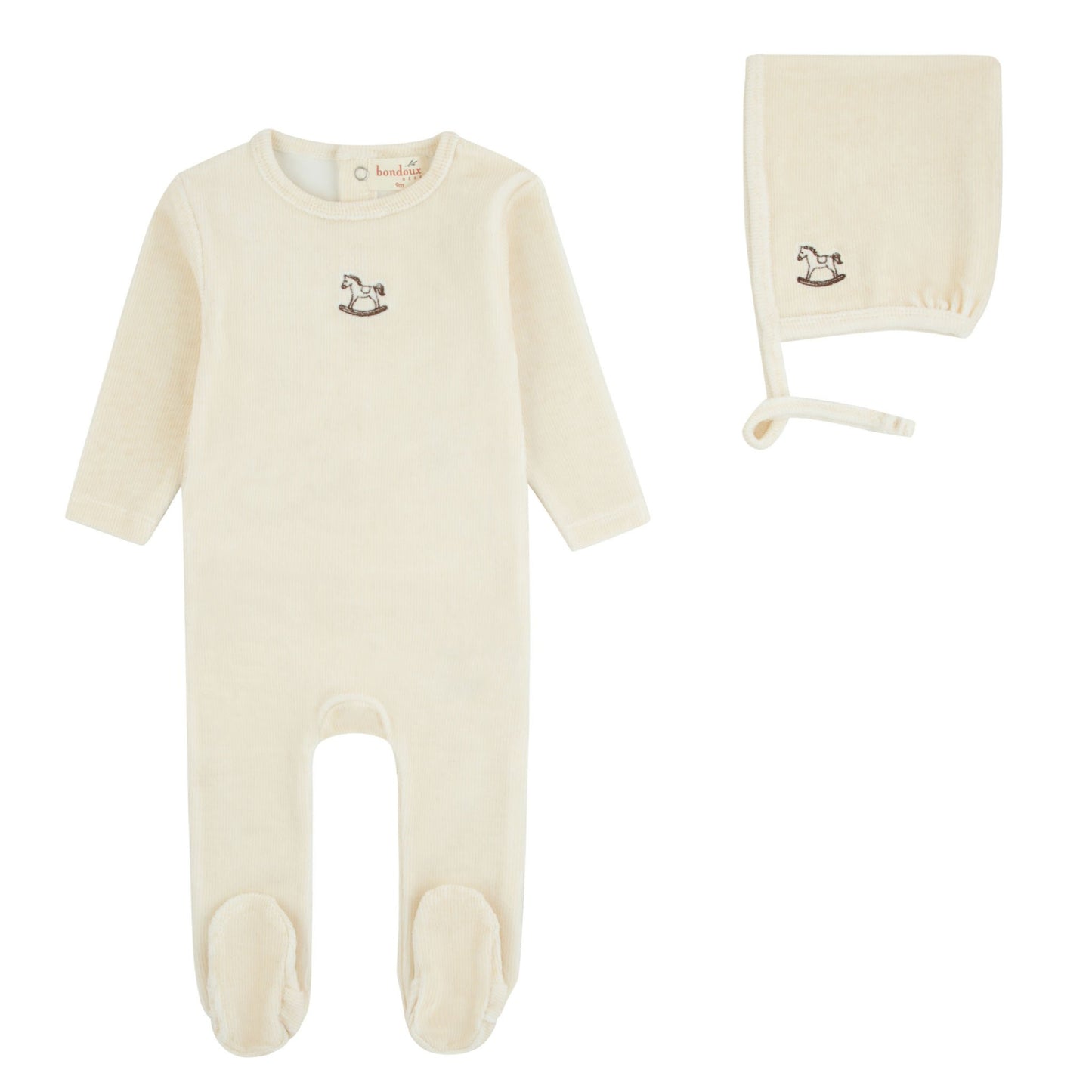 Striped Cream Beige Horse Footie