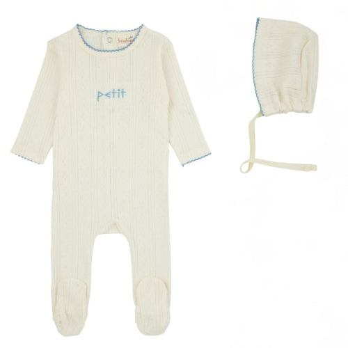 Petit White/Blue Footie