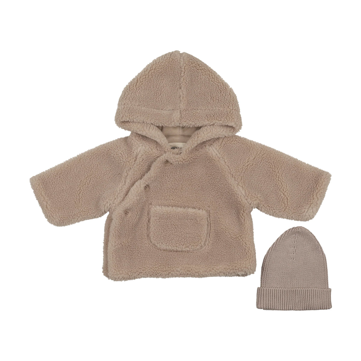 SHERPA JACKET + KNITTED BEANIE - Beige