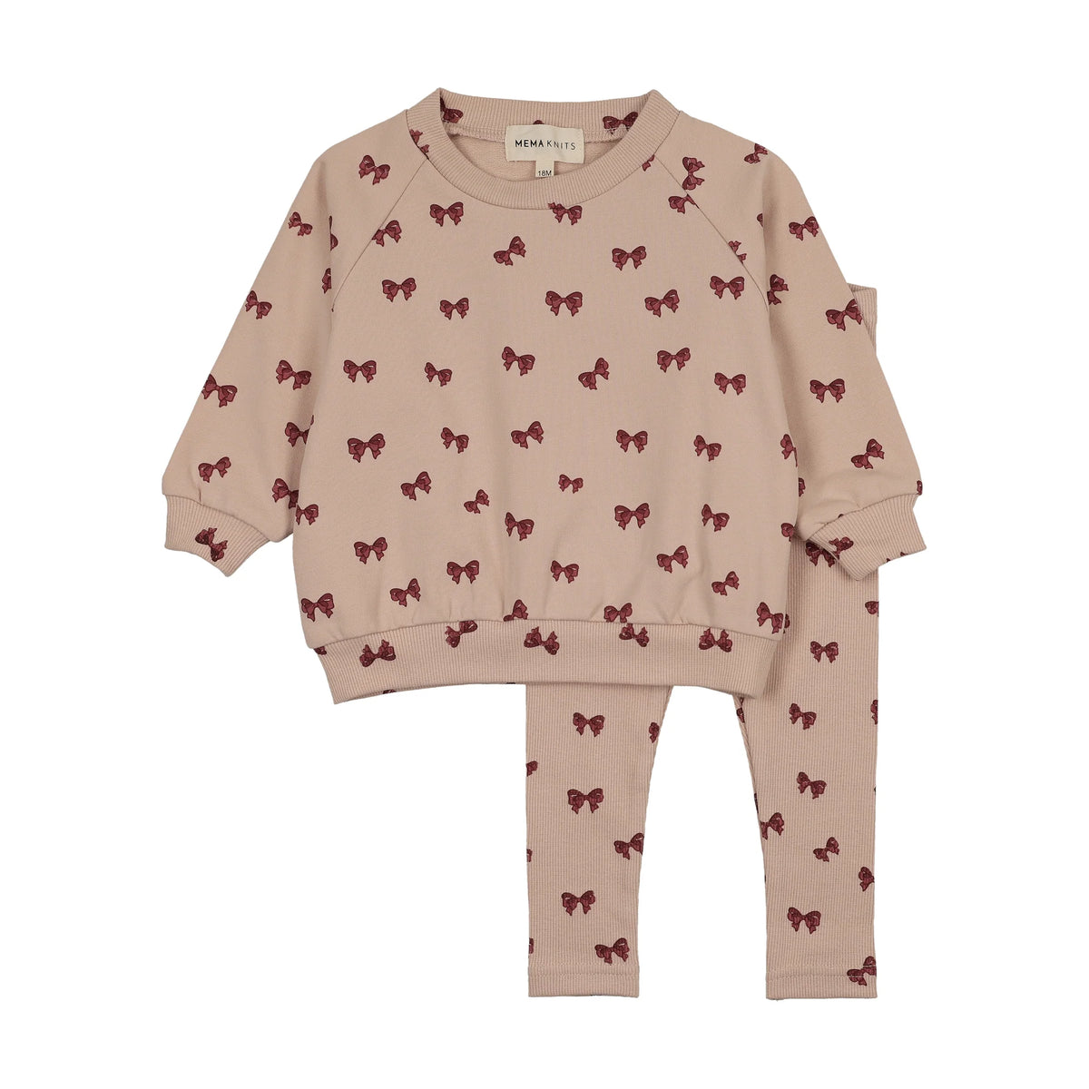 BOW PRINT SWEATSHIRT SET