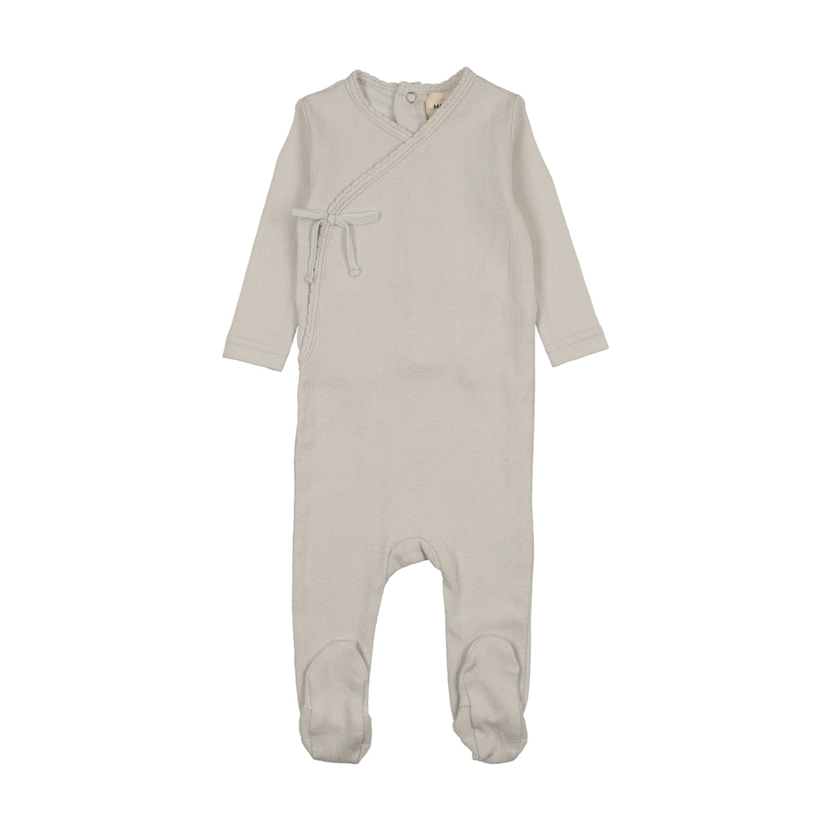 MOCK WRAP POINTELLE FOOTIE + BONNET - Ice Blue