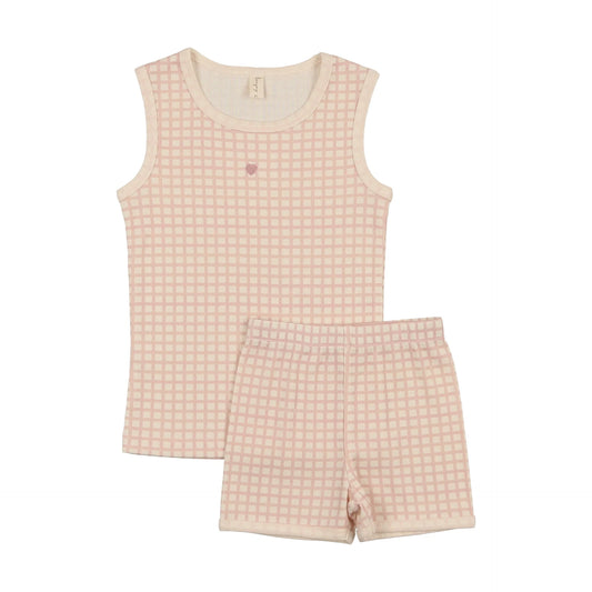 Checkered Dreams Tank & Shorts - Pink Heart