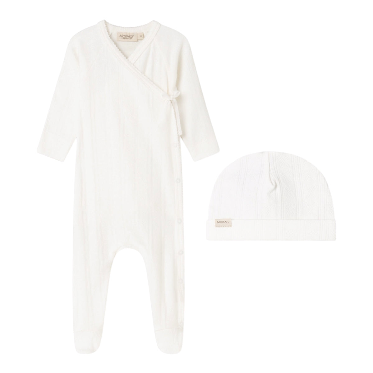 Rubetta Modal Pointelle Footie and Hat - Gentle White